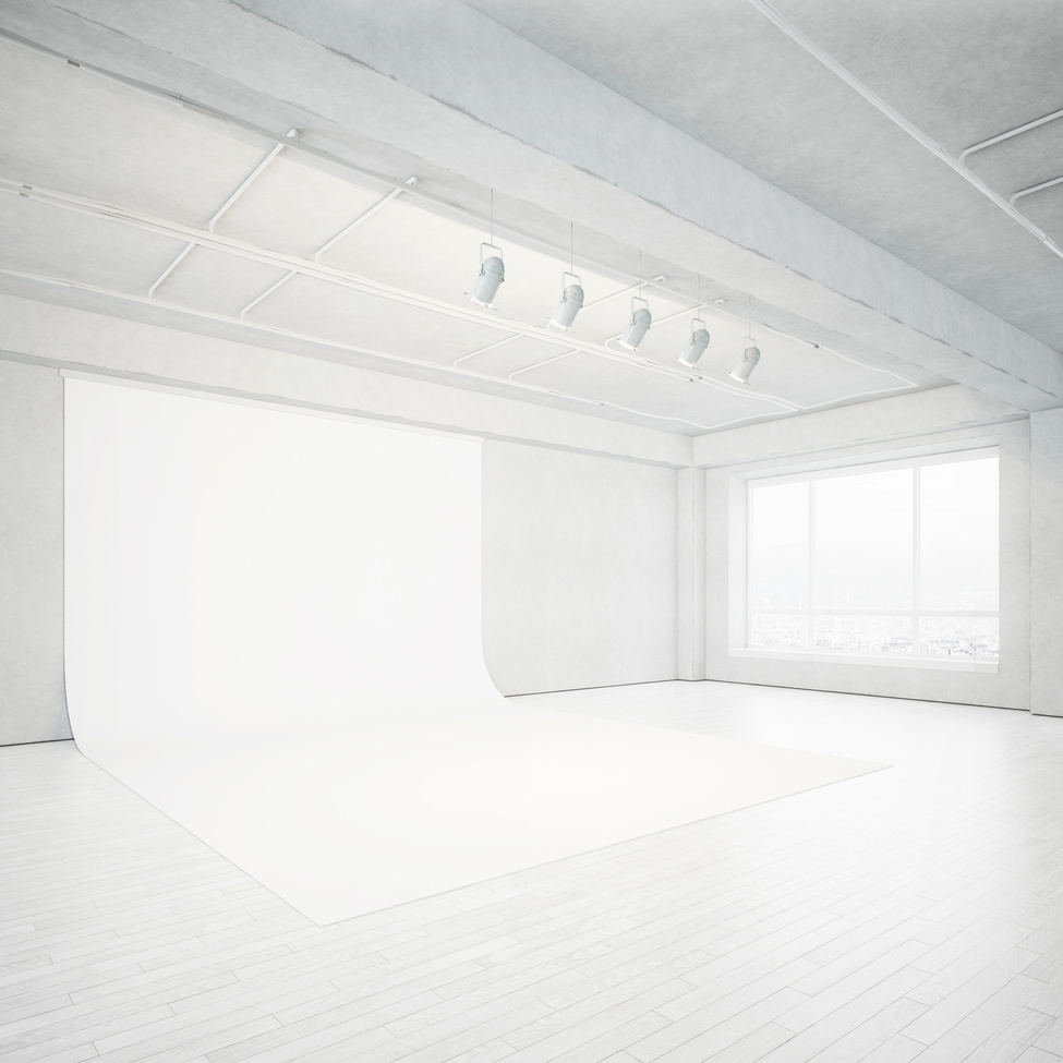 Bright photo studio interior